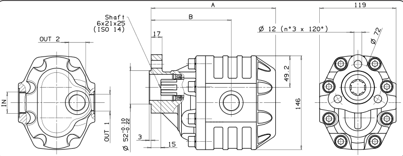 NPH UNI 3-BOLT Hydraulic Gear Pump