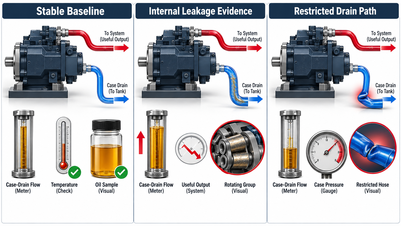 How to Test Hydraulic Pump Case Drain Flow and Diagnose Wear-2 How to Test Hydraulic Pump Case Drain Flow and Diagnose Wear-2